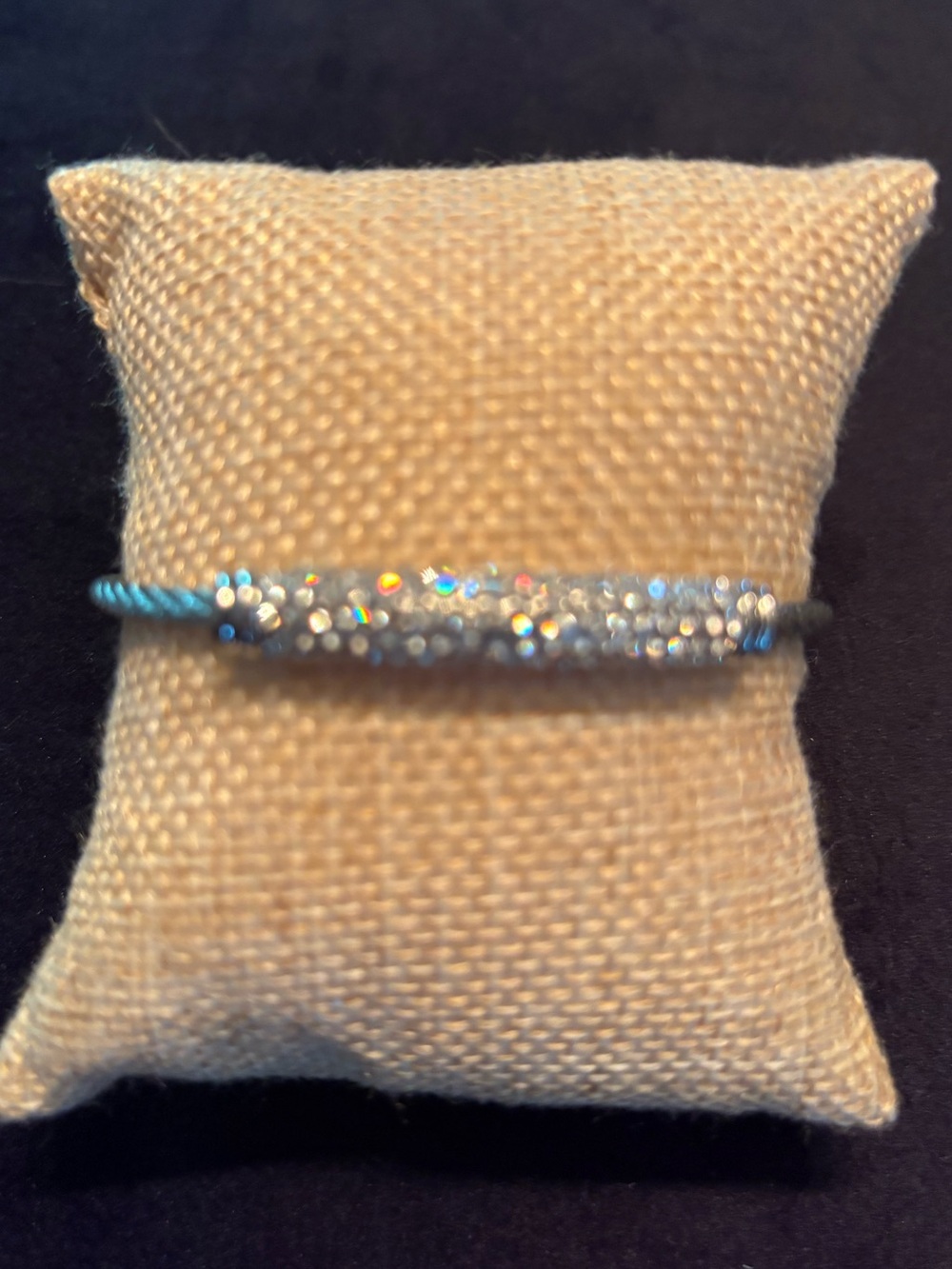 Sparkling Braided Cord Bracelet with Pave Crystal Bar